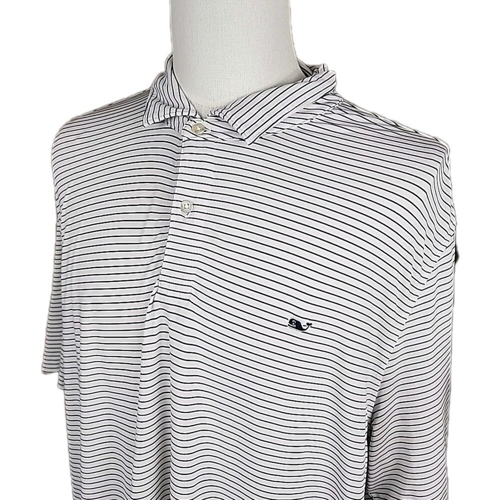 Vineyard Vineyard Performance Polo Blue White Stripe Size 2XL - Picture 2 of 5